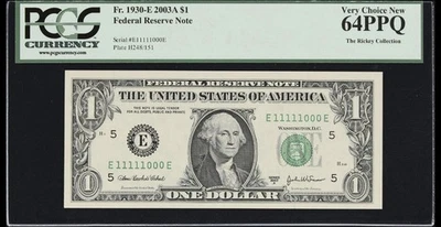 Fr. 1930-E 2003A $1 Federal Reserve Note Binary S/N - Image 1 of 2