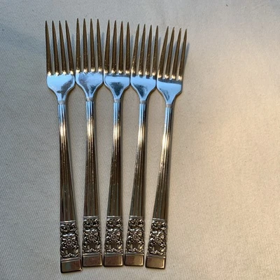 Lote de 5 tenedores de cena Oneida Community Coronation plato de plata 7 1/2" A Foto 1 de 4