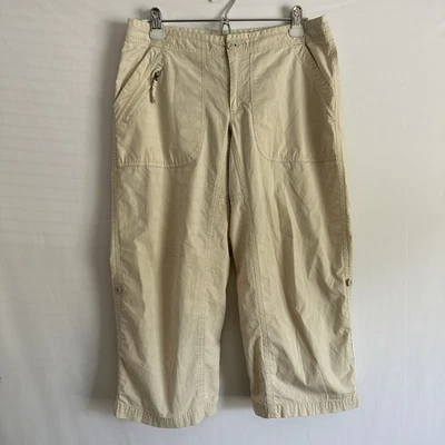 Pantalones LL Bean Capris para mujer talla 10 regular convertibles con lengüeta enrollable beige Foto 1 de 4