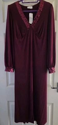 BNWT YOURS Size 20 Long Burgundy Sequin Maxi Dress Evening Xmas Party - Image 1 of 4