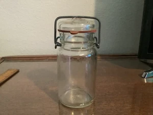 No 1780 Clear Glass Wire Bale Sealable Cannister Style Jar Vintage Food Storage - Picture 1 of 3