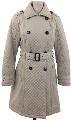 Kenneth Cole Women's Coat Size M Beige Belted Trench Lightly Padded Mid Used F1 - Image 1 of 4