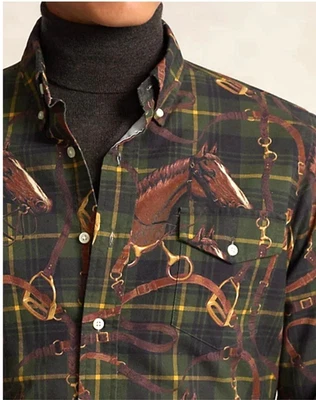 Polo Ralph Lauren Equestrian Horse Sportsman Western Cowboy Aztec Shirt XL - Image 1 of 4