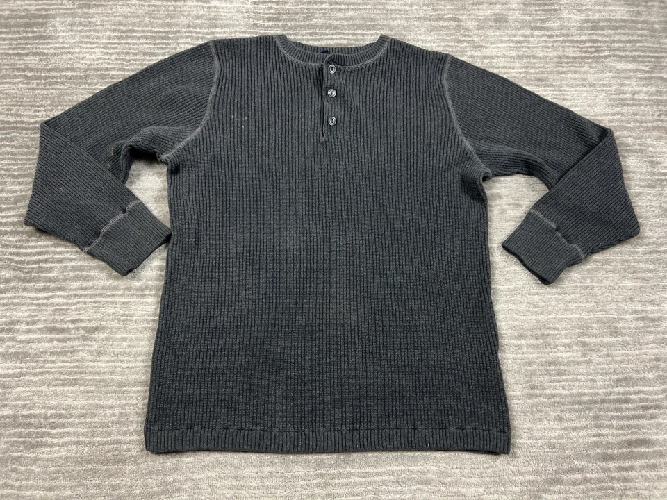 Vintage Cherokee Sweater Mens Large Gray Long Sleeve Henley Cotton - Image 1 of 4