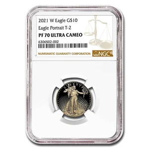 2021-W 1/4 oz Proof Gold Eagle (Type 2) PF-70 UCAM NGC - Picture 1 of 3