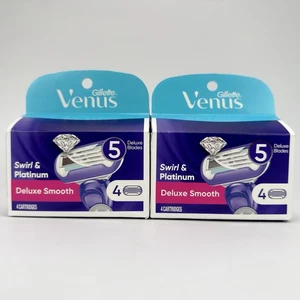 Gillette Venus Swirl & Platinum Deluxe Damen Rasierklingen Nachfüllpackungen 4 Stück 2er Pack - Bild 1 von 6