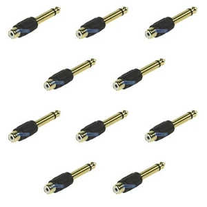 10 x 6.35mm Mono 1/4" Jack to Phono RCA Female Socket Adapter Converter - Picture 1 of 5