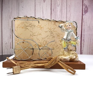 TV Lamp Vintage Mid-Century Dresden-Style Figure Original Fiberglass Shade WORKS - Bild 1 von 10