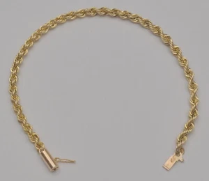14K Solid Yellow Gold Diamond Cut Rope Chain Link Bracelet 8 Inches 10.6 Gr B7 - Picture 1 of 5