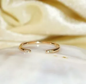 Offen Manschette Gold Ring Diamant 14K Schmuck Fein Original Band NS8 - Bild 1 von 12