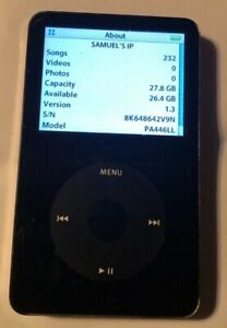iPod Classic 5th Gen Black (30 GB) A1136 Very Good Used 232 Songs Hip-Hop/Rap