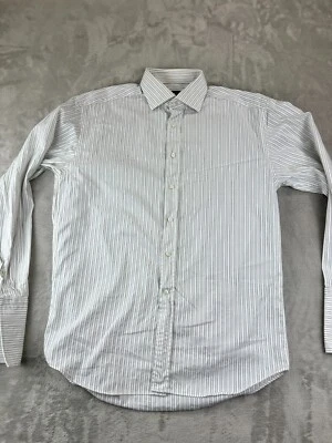 Camisa Canali Abotonada 15.5/39 Rayas Blancas Informal Salón Hecha en Algodón ITALIA Foto 1 de 4