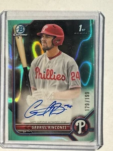 2022 Bowman Chrome GABRIEL RINCONES Jr 1st Aqua Lava Refractor Auto #179/199 - Picture 1 of 2