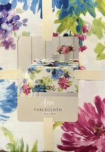 Benson Mills Ana Blue Pink Purple Floral Tablecloth 60” X 102” Indoor /Outdoor - Picture 1 of 2