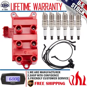 Ignition Coil & Iridium Spark Plug & Wire For Ford Ranger 3.0L 2001-2008 FD498 - Picture 1 of 15