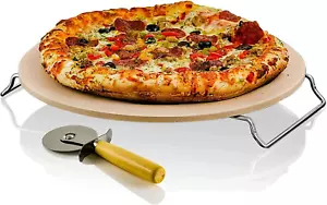 13" round Pizza Stone for Oven and Grill, Heat Resistant Ceramic Flat Baking - Picture 1 of 12