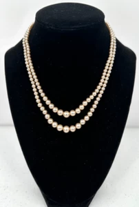 Victorian Revival Antique Multi Layer Ivory Faux Pearl Rhinestone Clasp Necklace - Picture 1 of 8