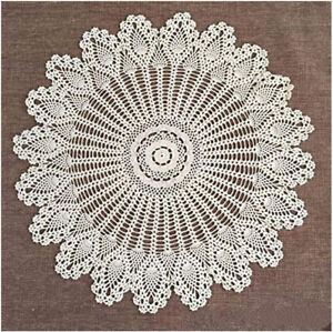 36inch Vintage Cotton Handmade Tablecloth Crochet Round Lace Table Topper Doily