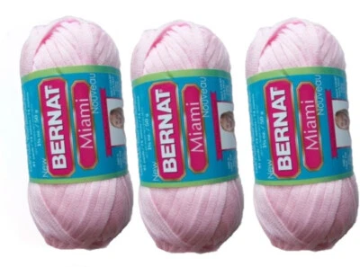 THREE BALLS Bernat Miami Nouveau Seashell Pink Ribbon T Shirt Yarn LOT - Image 1 of 3