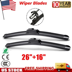 26"+16" J-Hook Windshield Wiper Blades Premium Hybrid silicone High Quality - Foto 1 di 11