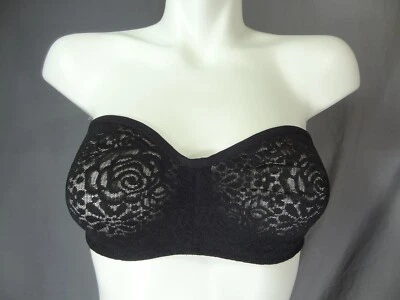 Wacoal 854205 Underwire Unlined Halo Lace Strapless Bra size 36D black - Image 1 of 4