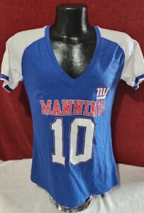 NFL New York Giants Football Eli Manning #10 Blue Logo  T Shirt Womens Sizes Nwt