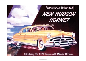 Hudson Hornet Advertisement A3 Art Print – H-145 Engine – 42 x 29 cm Poster - Bild 1 von 4