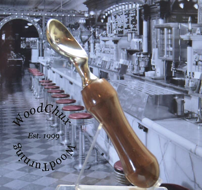 Handmade Black Walnut Wood Ice Cream Scoop Or Pizza Cutter Heavy Stainless 225 - Image 1 of 4