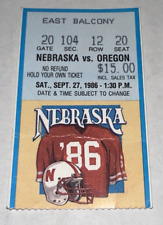 9/27/86 Nebraska Cornhuskers Oregon Ducks Memorial Stadium Football Ticket Stub