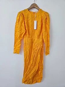 Ronny Kobo Midi Dress Womens Size XS Marigold Jade Jacquard Satin - Picture 1 of 9