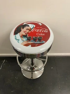 COCA COLA COKE PREMIUM BAR STOOL ADJUSTABLE HEIGHT COCA-COLA LADY WITH TRAY - Picture 1 of 12