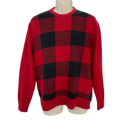 Chaps Sweater Mens Medium Buffalo Plaid Check Red Black Color Block Vintage Y2K - Image 1 of 4