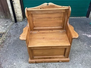 Antique Pine Priest Chair with storage - Picture 1 of 3
