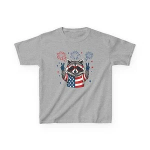 Patriotic Raccoon Kids Tee, Fourth of July Graphic T-Shirt, Children's Shirt - Picture 1 of 9