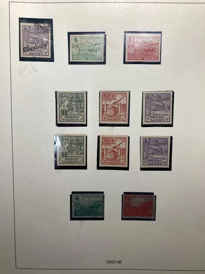 56.  Germany , 1945-46，Saxony，SC#13NB1-3/13NB13-16, Mint Hinged，From binder page - Image 1 of 3