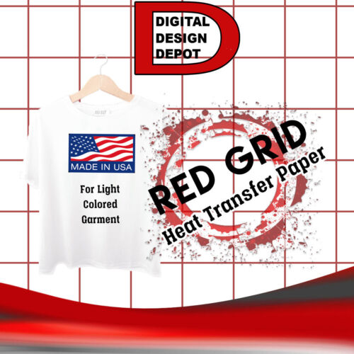 HEAT TRANSFER PAPER FOR INKJET PRINTING RED GRID 500 sheets LIGHT 8.5 X11