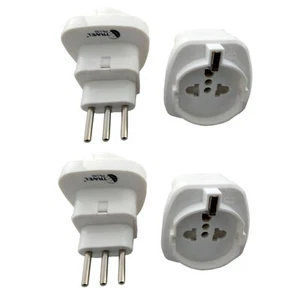 2 Stück UNIVERSAL Reisestecker DE auf Italien/Uruguay Adapter Schukostecker 3-po - Bild 1 von 6