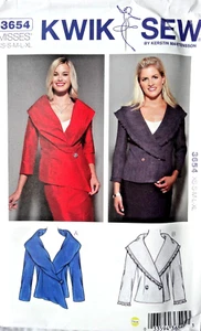 Kwik Sew 3654 Pattern Misses/Women Coat Jacket w/Wide Collar, Wrap Bodice XS-XL - Picture 1 of 2