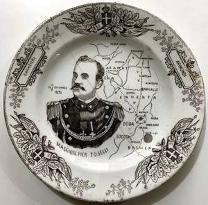 PIATTO COMMEMORATIVO MAGGIORE PIETRO TOSELLI guerra abissinia MUSSO MONDOVì 1895 - Picture 1 of 13