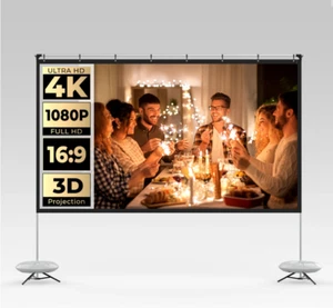 WEWATCH PS01 100" Projector Screen with Stand: 4K, Lightweight, 16:9 ultra-HD-4 - Picture 1 of 11