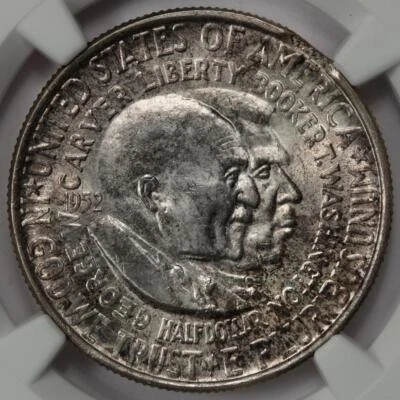 1952 NGC MS65 Curved Clip Washington Carver Silver Half Dollar Mint Error Rare - Image 1 of 4