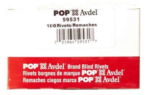 POP Avdel 59531 Blind Aluminum Rivet 3/16" Diameter 5/8"-3/4" Grip Range 100 pcs - Picture 1 of 4