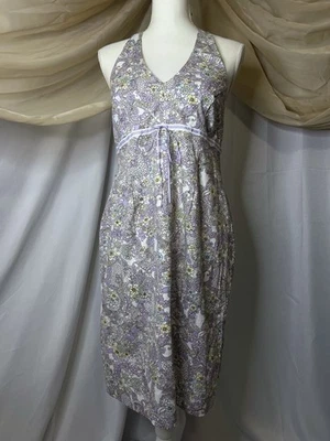 Purple Olian Maternity Dress Womens SZ Small Floral Print Cottagecore Bow Accent - Image 1 of 4