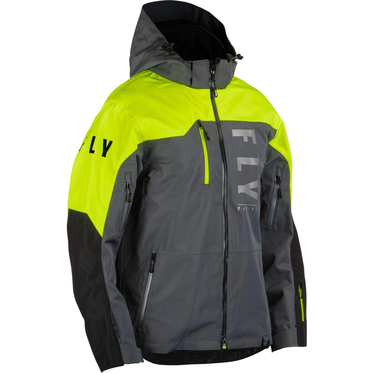 コムさん Fly Racing Carbon Snowmobile Jacket Shell - Black / Grey / Hi-Vis