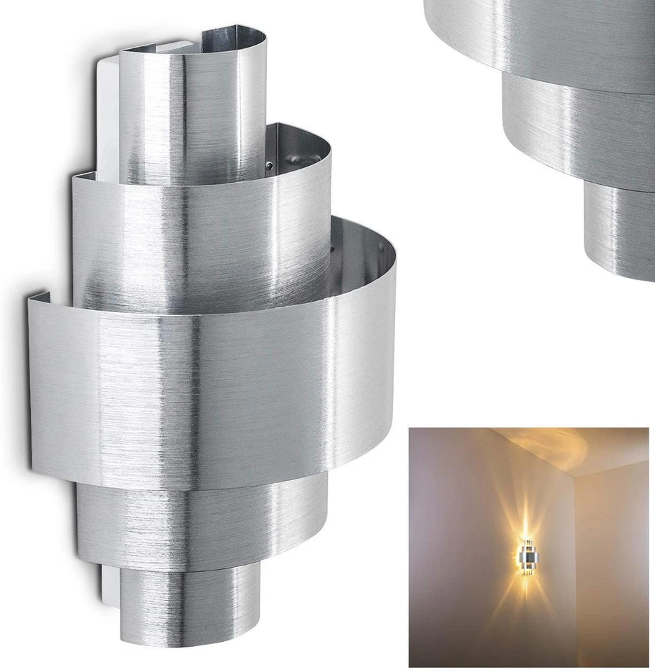 Lampada Da Parete Lucillo in Metallo in Alluminio Spazzolato, Lampada Da Parete  - Immagine 1 di 4