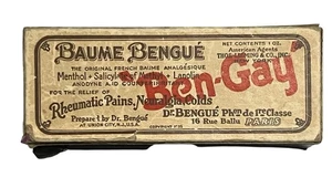 Vintage 1930er Baume Bengué Ben-Gay Box Rheumatic Pains Paris New York USA - Bild 1 von 3