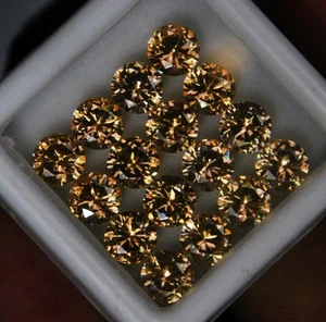 Zafiro Amarillo Natural 50 PIEZAS Piedras Preciosas CERTIFICADAS Lote 5 MM Corte Diamante Redondo - Imagen 1 de 13
