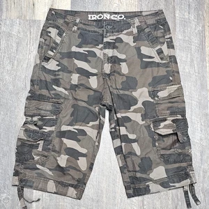 Pantalones Cortos Iron Co Messenger Estilo Carga Marrón Tostado Camuflados Para Hombre 33W 13" Entrepierna - Imagen 1 de 5