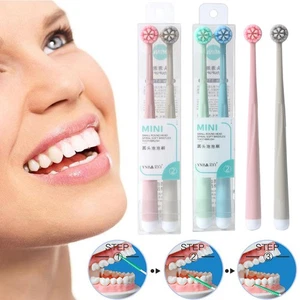 2PCS New Round Head Dental Brush Soft Bristles Oral Care Toothbrush Oral Health - Picture 1 of 18