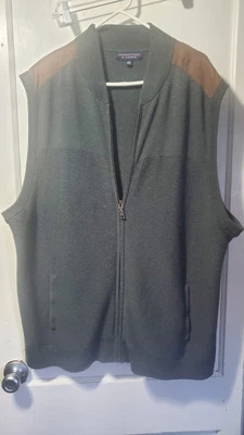 Roundtree & Yorke Mens 3X Full Zip Grey Sweater Vest with shoulder accent - Image 1 of 4